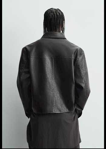 Yıkanmış Suni Deri Erkek Ceket - Görsel 2