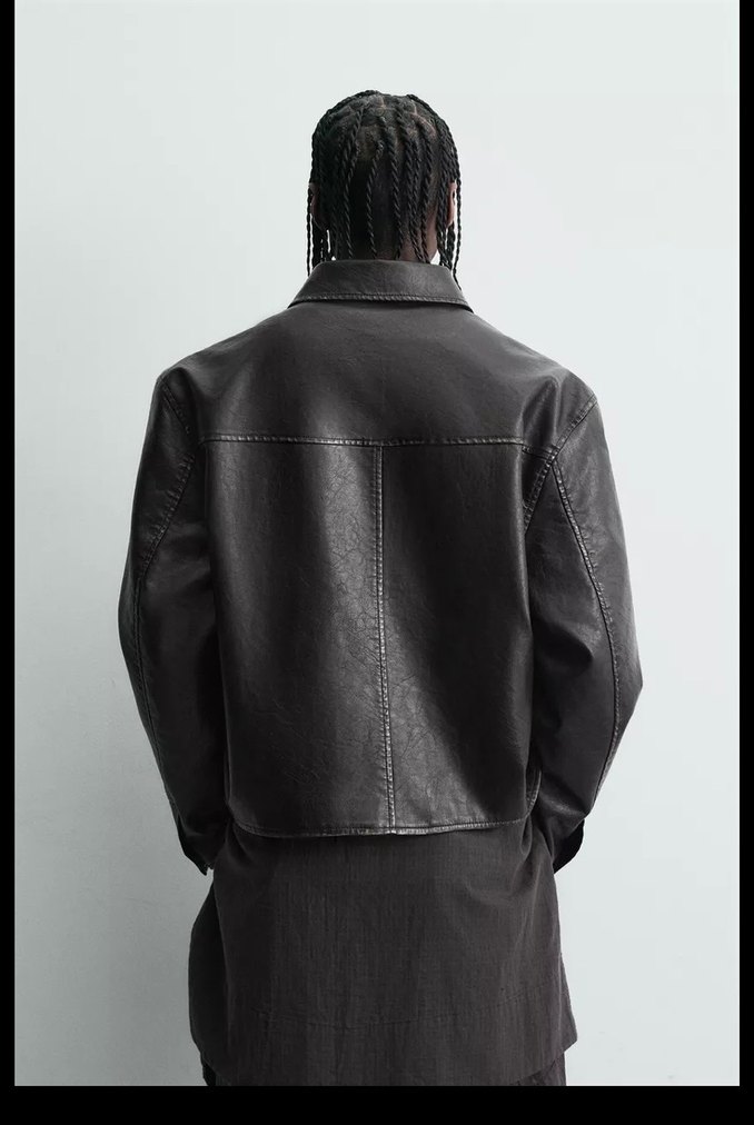 Yıkanmış Suni Deri Erkek Ceket - Görsel 2