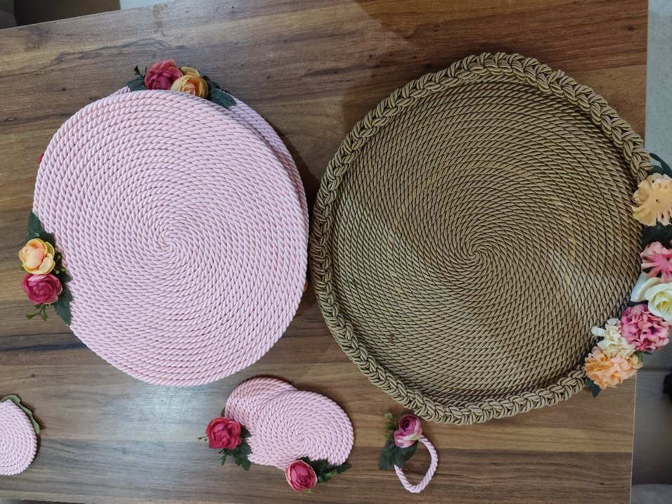 Pembe Nakışlı Bohem Sofra Seti - Görsel 2