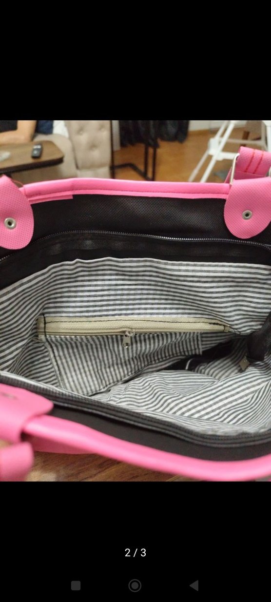 Pembe Siyah Spor Fermuarlı Kadın Çanta - Görsel 2