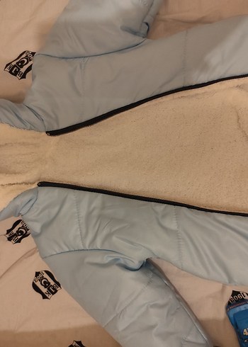 mavi Nakışlı Kürklü Bebek Tulumu - Görsel 3