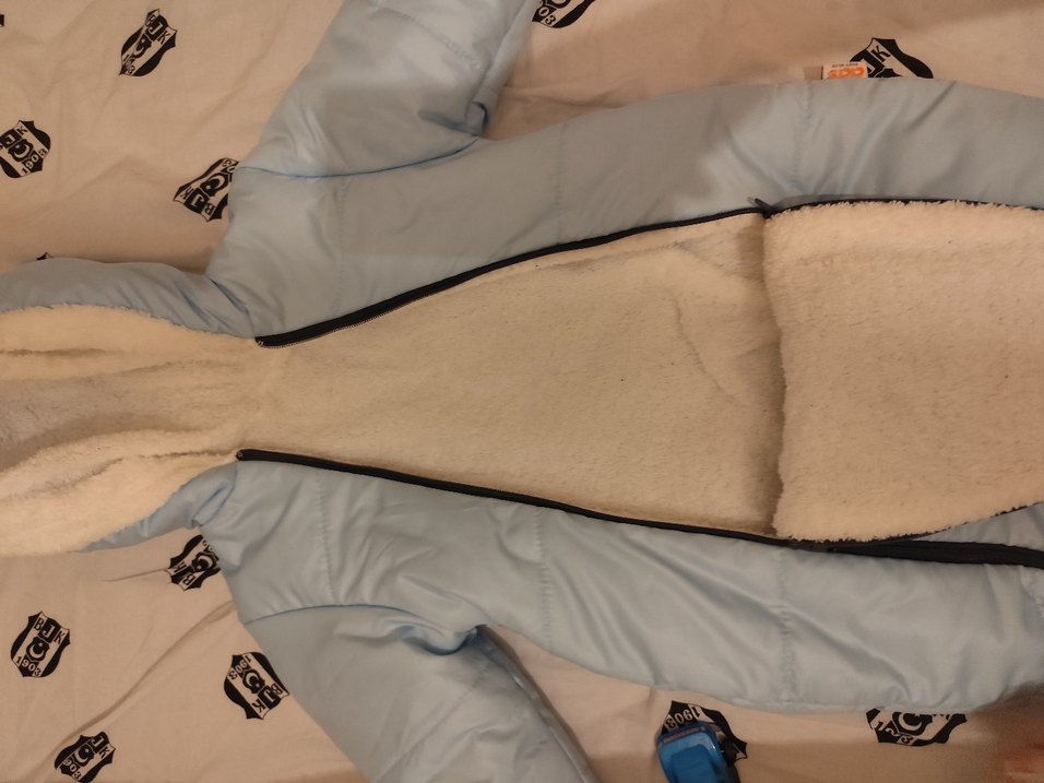 mavi Nakışlı Kürklü Bebek Tulumu - Görsel 4