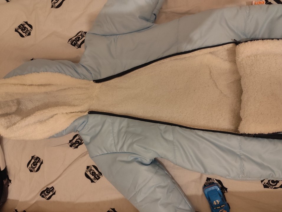 mavi Nakışlı Kürklü Bebek Tulumu - Görsel 3