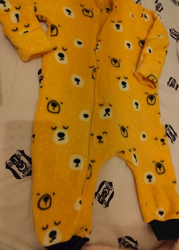 Kapüşonlu Sarı Bebek Tulum - Görsel 3