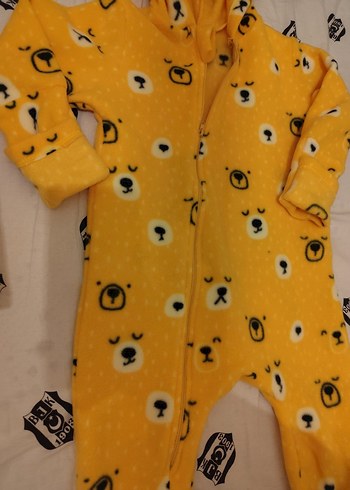 Kapüşonlu Sarı Bebek Tulum - Görsel 2