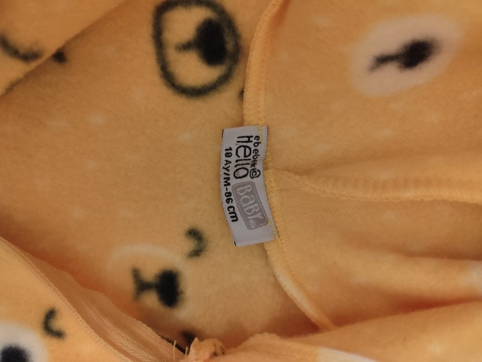 Kapüşonlu Sarı Bebek Tulum - Görsel 4