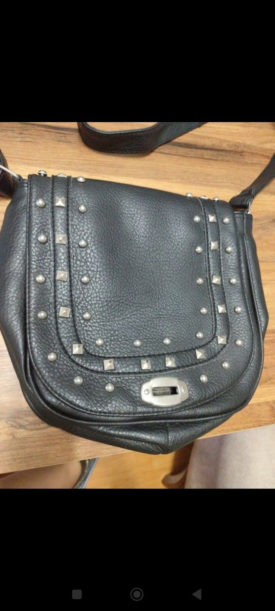 Tokalı Siyah Deri Rock Punk Çanta - Görsel 3