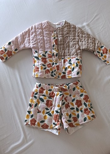 Çiçek Desenli Bebek Kız Takımı