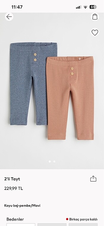 H&M pamuklu tayt, 2-4 ay