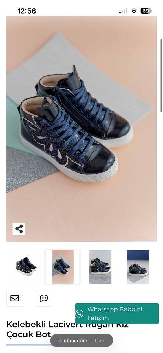 Bebbini marka lacivert rugan bot 33 numara - Görsel 2