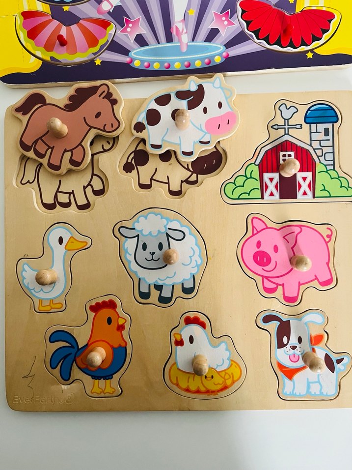 Renkli Çiftlik ve Balerin Ahşap Çocuk Puzzle Seti - Görsel 2