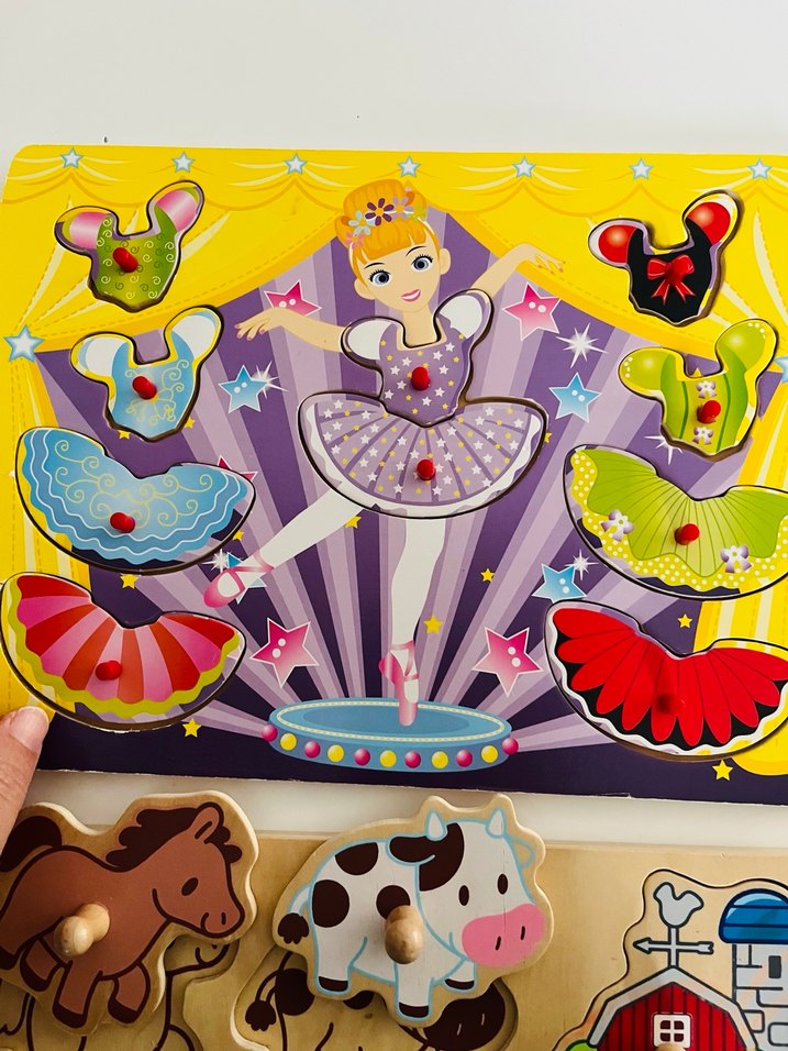 Renkli Çiftlik ve Balerin Ahşap Çocuk Puzzle Seti - Görsel 3