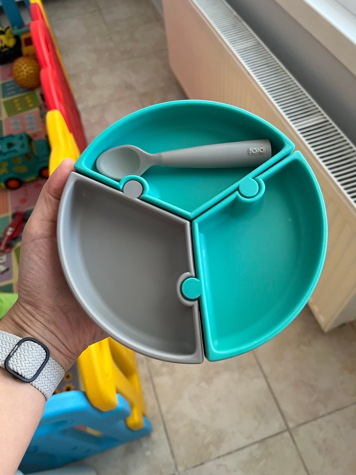 Oioi bölmeli tabak, kaşık ve pipet seti - Görsel 2