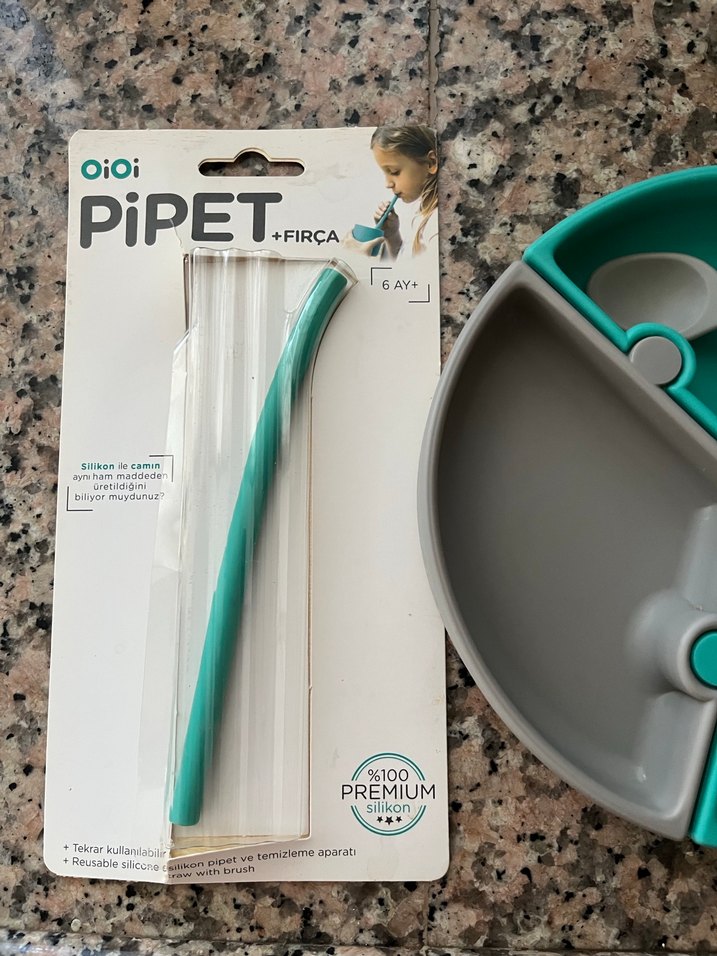 Oioi bölmeli tabak, kaşık ve pipet seti - Görsel 3