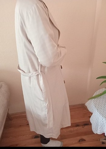 Bej Düğmeli Midi Trençkot - Görsel 3
