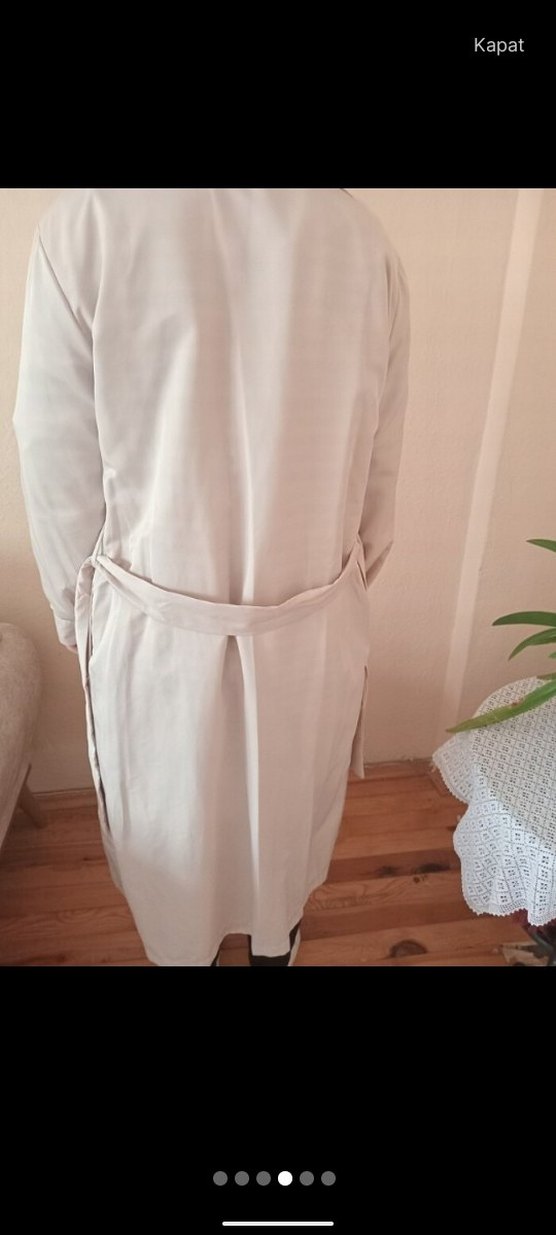 Bej Düğmeli Midi Trençkot - Görsel 2