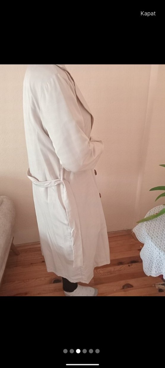Bej Düğmeli Midi Trençkot - Görsel 3