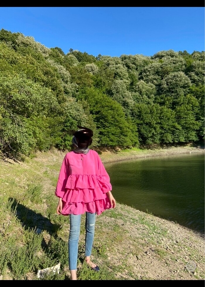 Katlı pembe tunik - Görsel 2