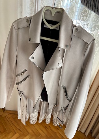 Bej Süet Kadın Deri Ceket - Görsel 3