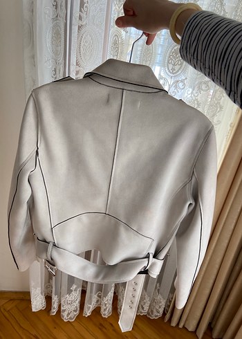 Bej Süet Kadın Deri Ceket - Görsel 6