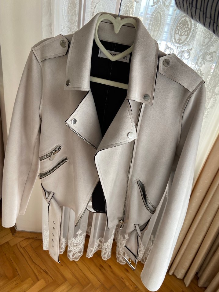 Bej Süet Kadın Deri Ceket - Görsel 3