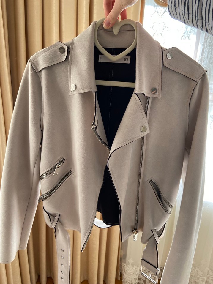 Bej Süet Kadın Deri Ceket - Görsel 5