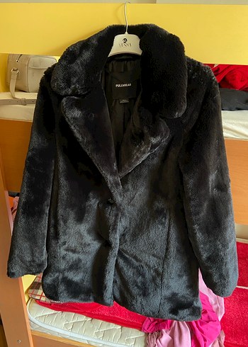 Siyah Midi Boy Kürk Detaylı Kadın Mont - Görsel 3