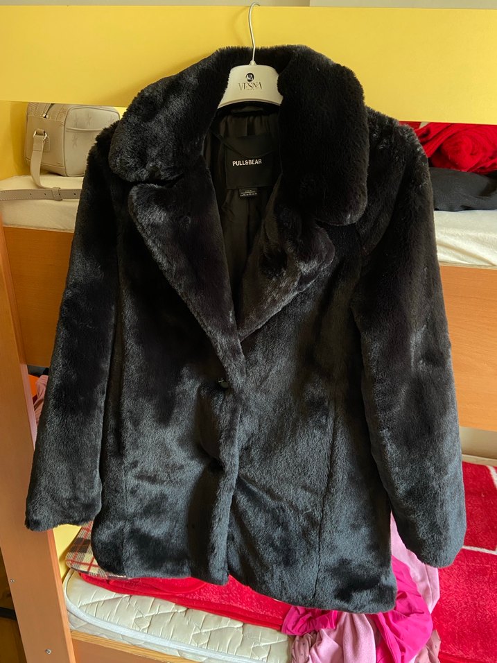 Siyah Midi Boy Kürk Detaylı Kadın Mont - Görsel 3