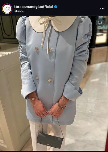 Mavi Desenli Düğmeli Kadın Ceket - Görsel 5