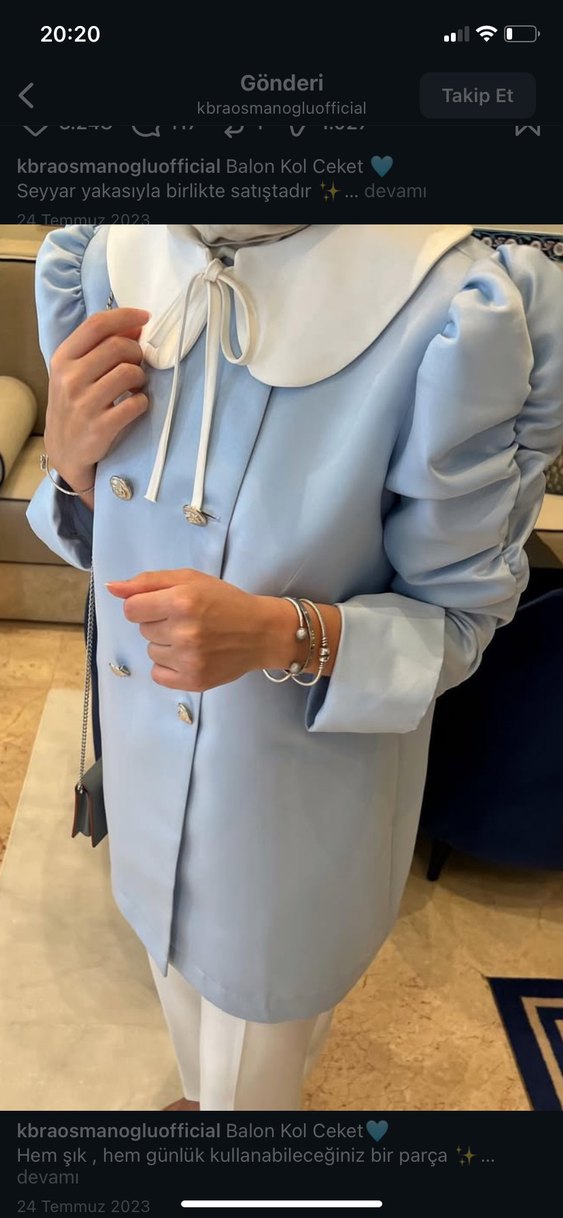 Mavi Desenli Düğmeli Kadın Ceket - Görsel 2