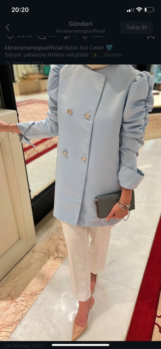 Mavi Desenli Düğmeli Kadın Ceket - Görsel 3