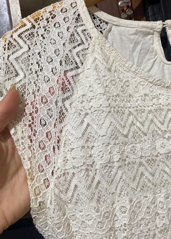 Dantel Detaylı Beyaz Bohem Midi Elbise - Görsel 6