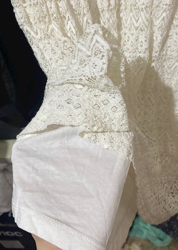 Dantel Detaylı Beyaz Bohem Midi Elbise - Görsel 4