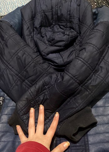 Erkek Mavi Kapitone Fermuarlı Mont - Görsel 4