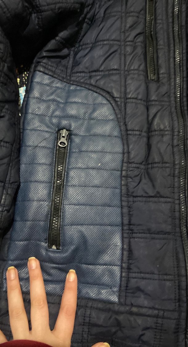 Erkek Mavi Kapitone Fermuarlı Mont - Görsel 2