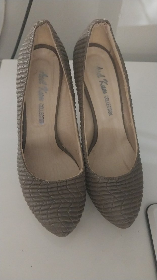 Bej Yılan Desenli Kadın topuklu - Görsel 3