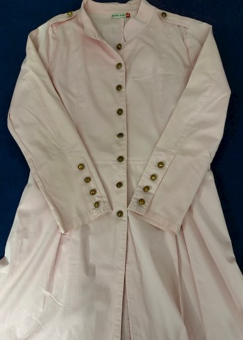 Pembe Düğmeli Hamile Midi Kaban - Görsel 3