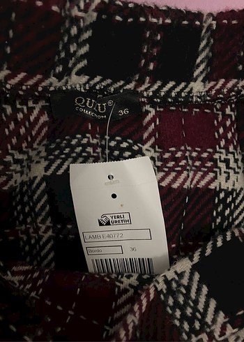 Bordo Ekoseli Triko Mini Etek - Görsel 2