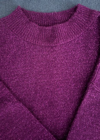 Mor Parlak Triko Kadın Kazak - Görsel 2