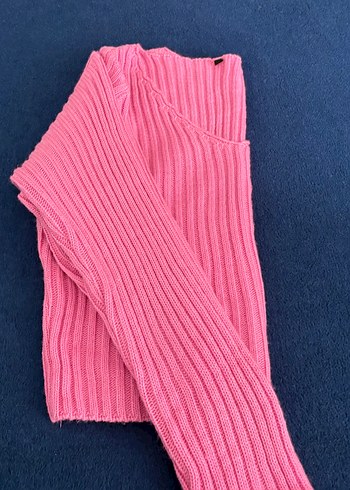 Pembe V Yaka Örgü Kadın Kazak - Görsel 3