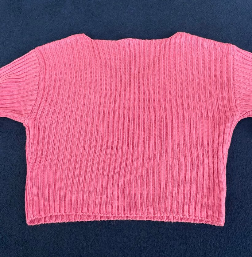 Pembe V Yaka Örgü Kadın Kazak - Görsel 2