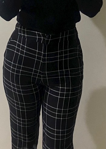 Siyah Ekoseli Kadın Kumaş Pantolon - Görsel 2