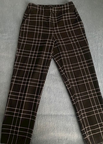 Siyah Ekoseli Kadın Kumaş Pantolon - Görsel 3