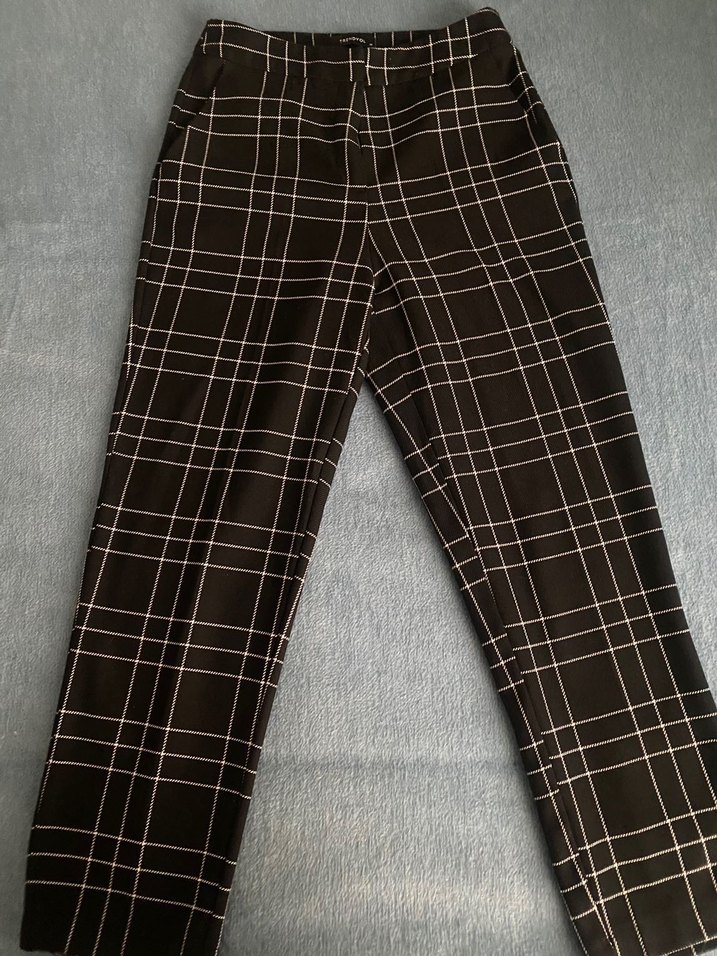 Siyah Ekoseli Kadın Kumaş Pantolon - Görsel 3