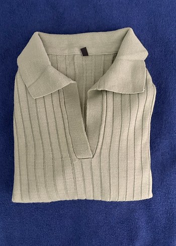 V Yaka Fitilli Triko Kadın Kazak - Görsel 4