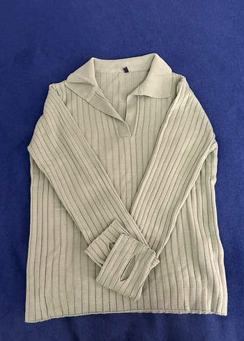 V Yaka Fitilli Triko Kadın Kazak - Görsel 2