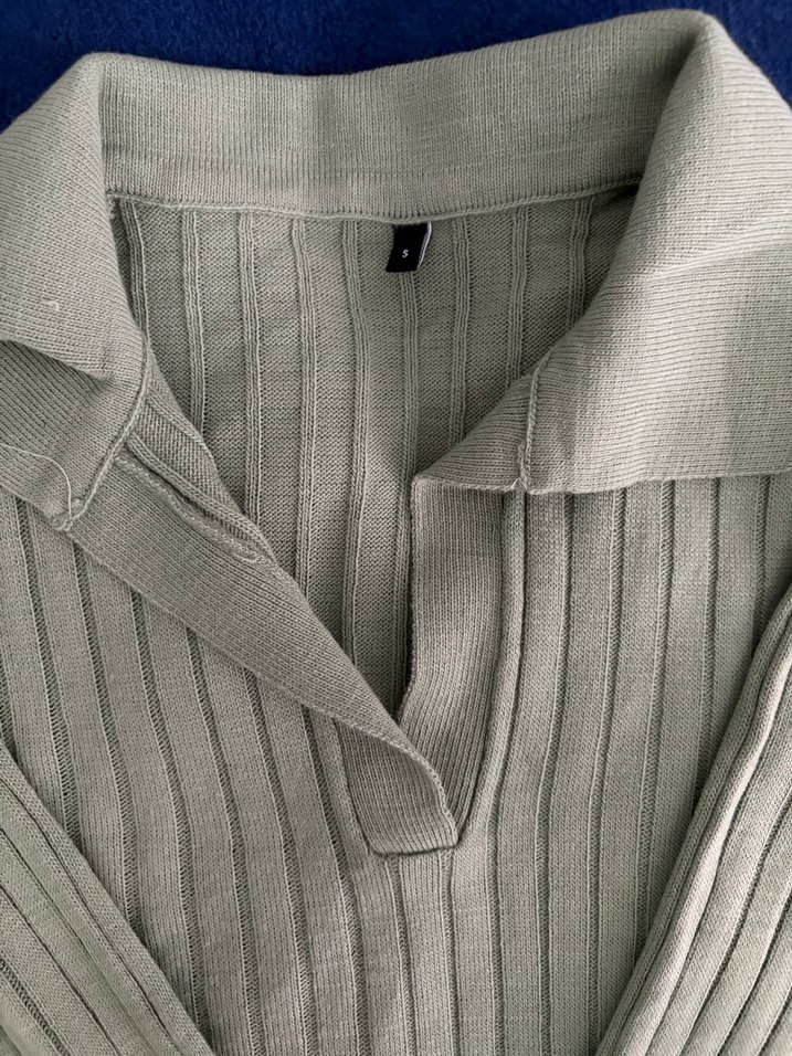 V Yaka Fitilli Triko Kadın Kazak - Görsel 3