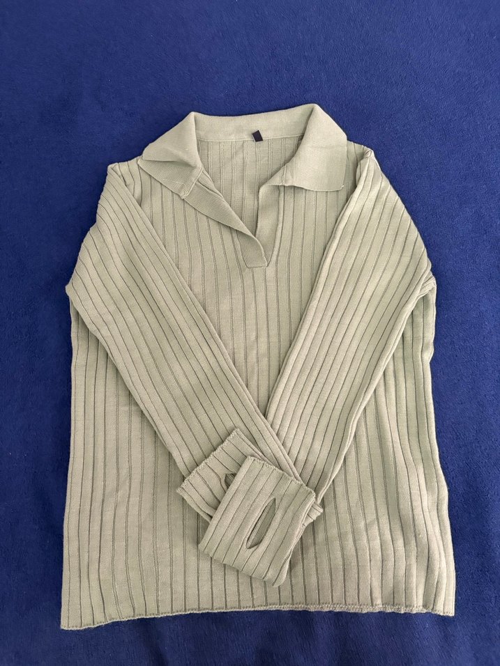 V Yaka Fitilli Triko Kadın Kazak - Görsel 2