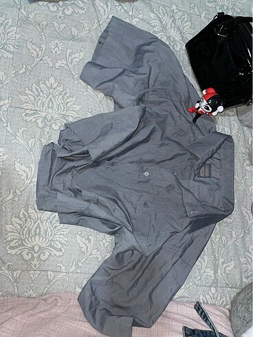 Zara Oversize crop gri gömlek