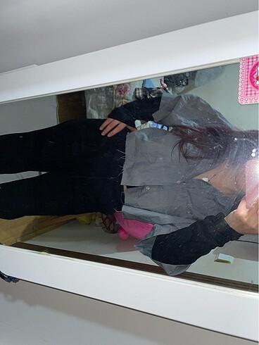 xl Beden Oversize crop gri gömlek